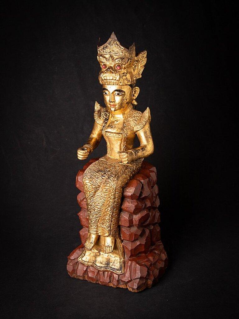 Antique Wooden Burmese Nat, Popa Medaw from Burma For Sale 9