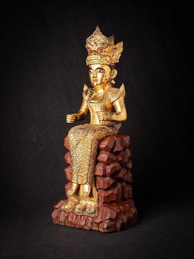 19th Century Antique Wooden Burmese Nat, Popa Medaw from Burma For Sale