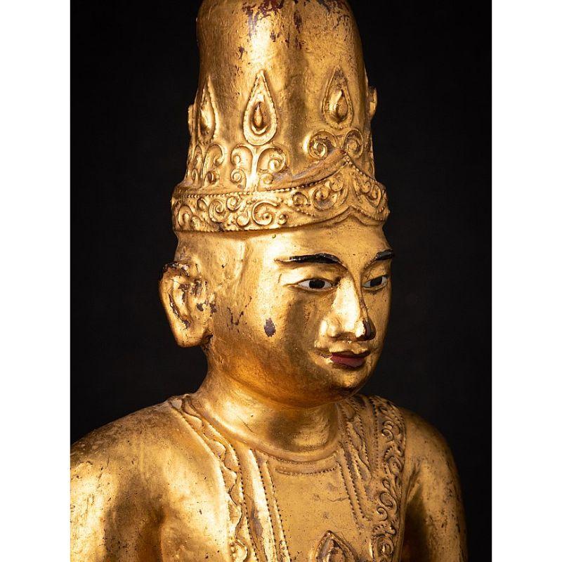 Antike burmesische Nat-Statue aus Holz aus Burma im Angebot 5