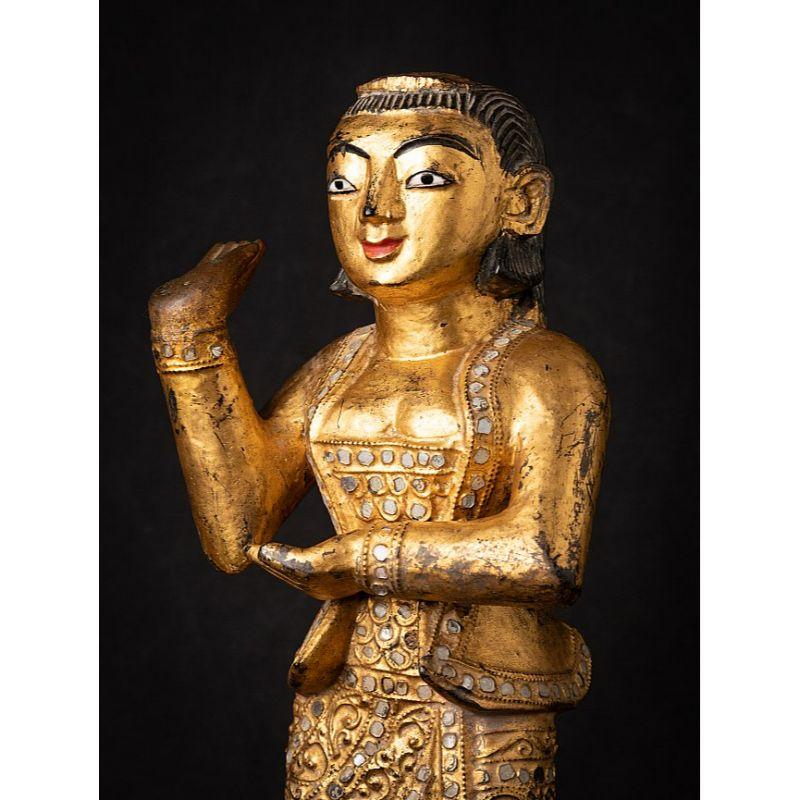 Antique Wooden Burmese Nat Statue from Burma For Sale 7