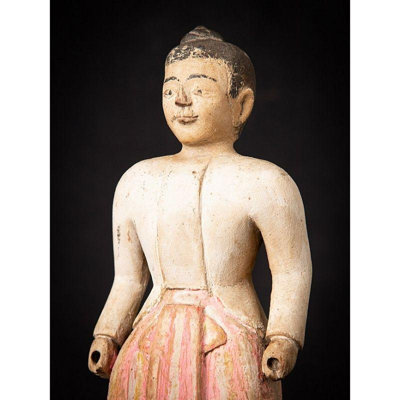 Antique Wooden Burmese Nat Statue from Burma For Sale 7