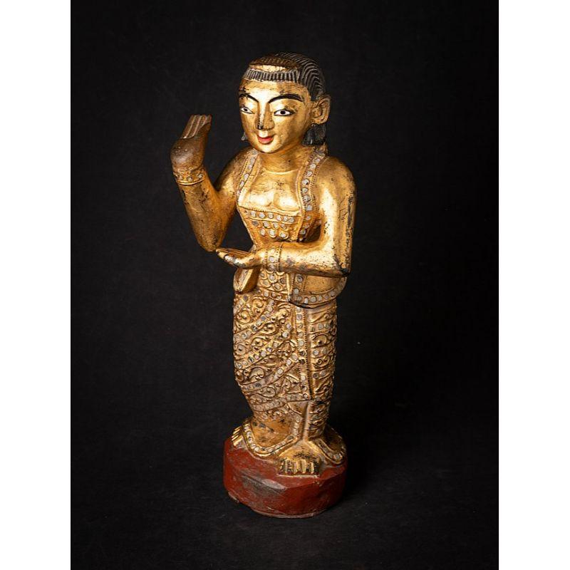 Antique Wooden Burmese Nat Statue from Burma For Sale 9