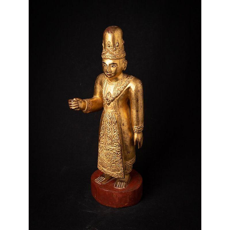 Antike burmesische Nat-Statue aus Holz aus Burma im Angebot 8