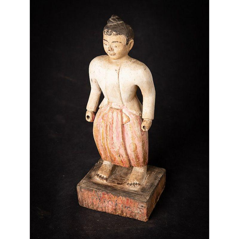 Antique Wooden Burmese Nat Statue from Burma For Sale 9