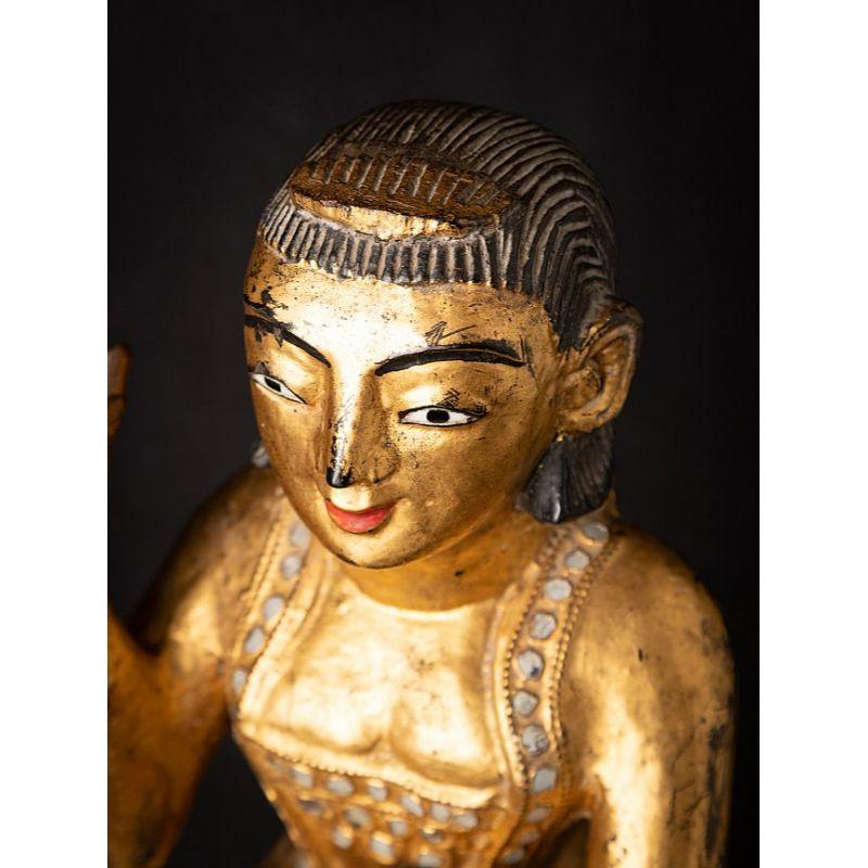 Antique Wooden Burmese Nat Statue from Burma For Sale 10