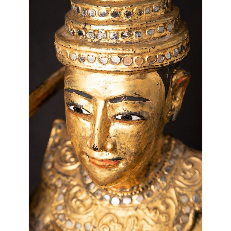 Antique Wooden Burmese Nat Statue from Burma For Sale 11