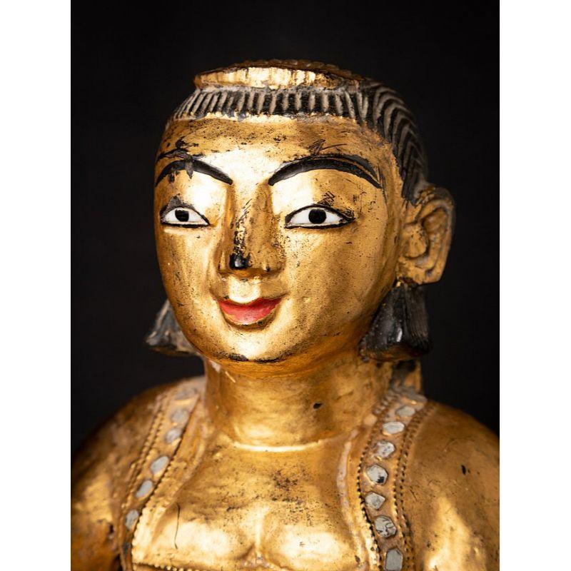 Antique Wooden Burmese Nat Statue from Burma For Sale 11