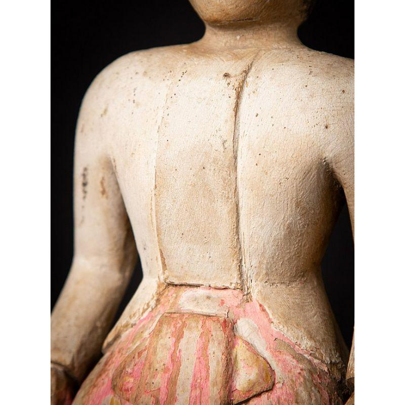 Antique Wooden Burmese Nat Statue from Burma For Sale 12