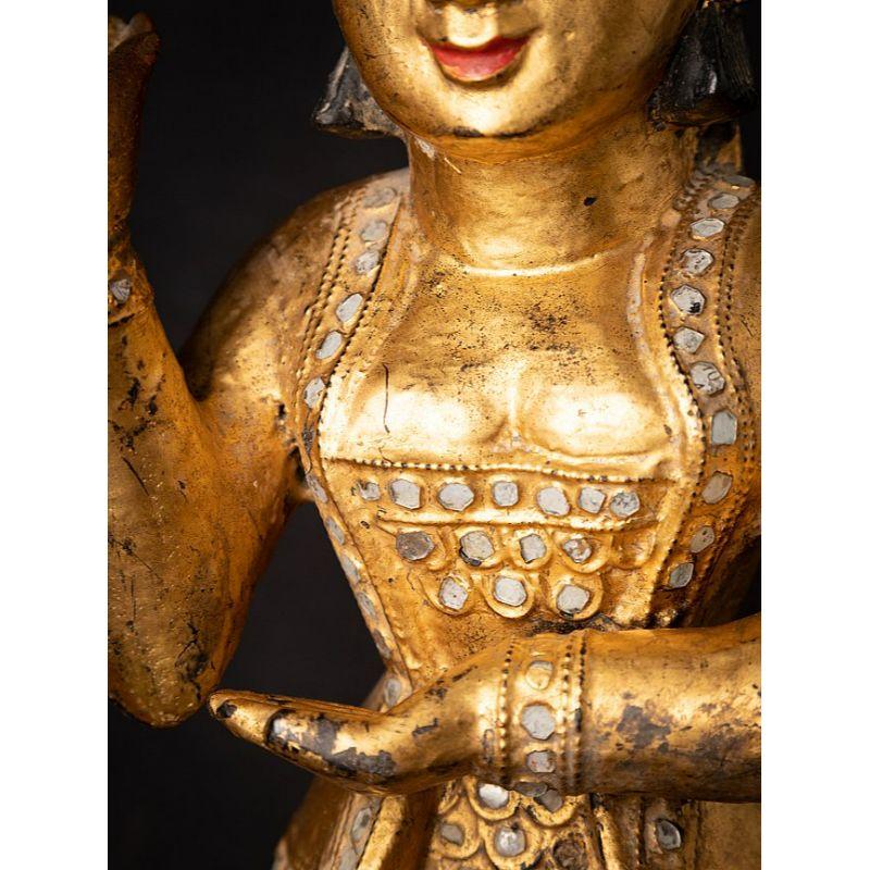 Antique Wooden Burmese Nat Statue from Burma For Sale 13