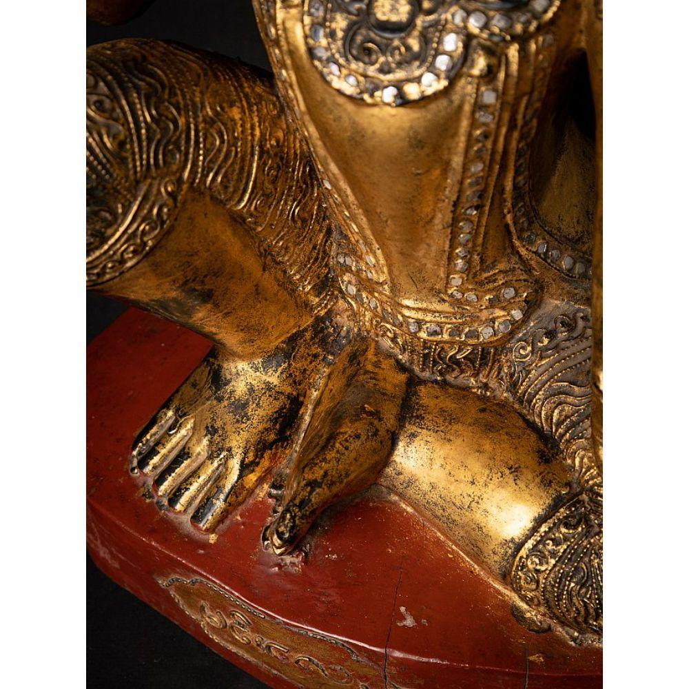 Antique Wooden Burmese Nat Statue from Burma For Sale 14
