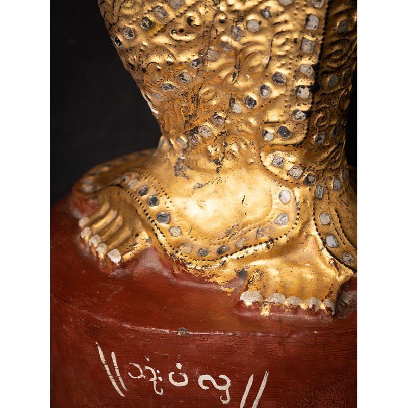 Antique Wooden Burmese Nat Statue from Burma For Sale 15