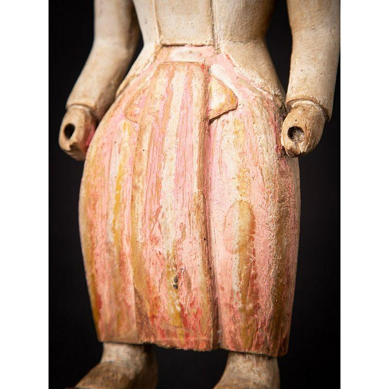 Antique Wooden Burmese Nat Statue from Burma For Sale 15