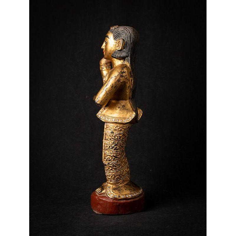 Antique Wooden Burmese Nat Statue from Burma In Good Condition For Sale In DEVENTER, NL