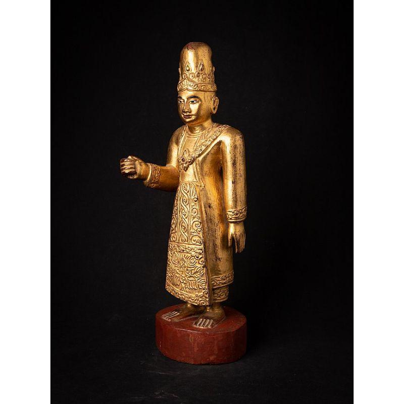 Antike burmesische Nat-Statue aus Holz aus Burma im Zustand „Gut“ im Angebot in DEVENTER, NL