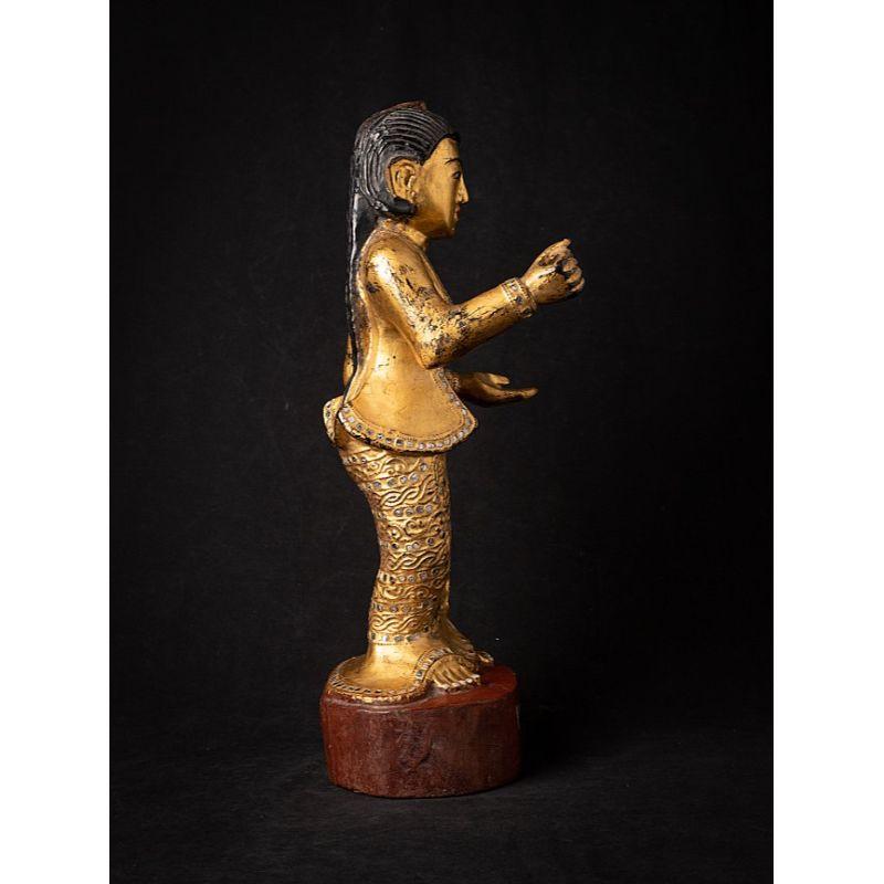 Antique Wooden Burmese Nat Statue from Burma For Sale 1