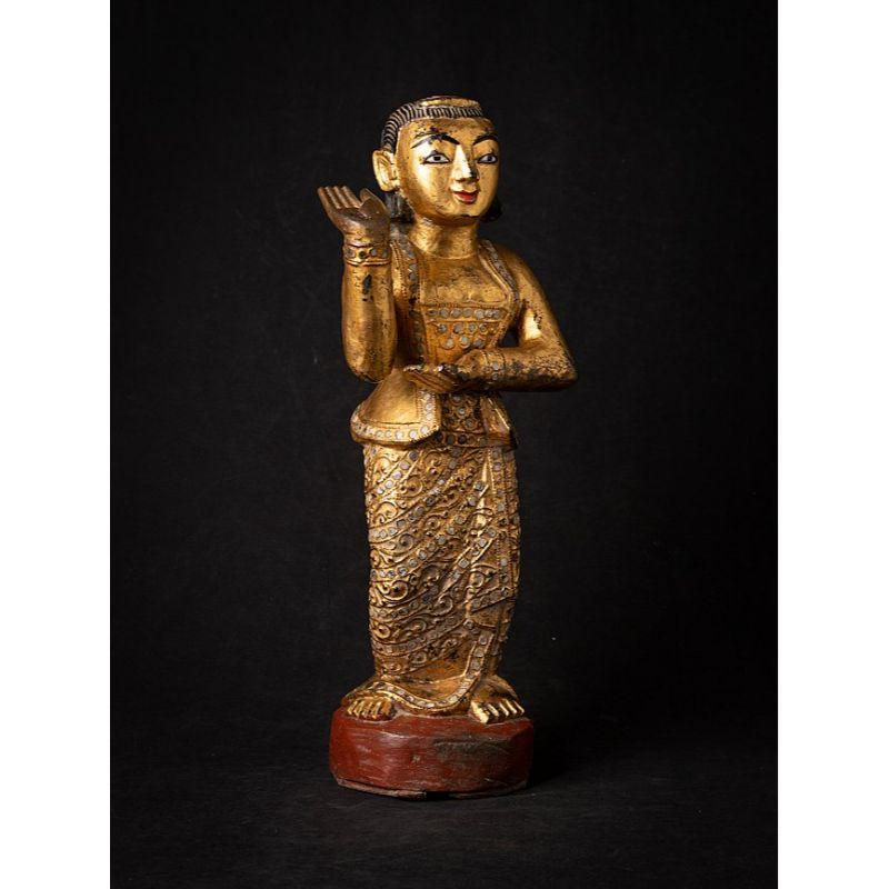 Antique Wooden Burmese Nat Statue from Burma For Sale 2