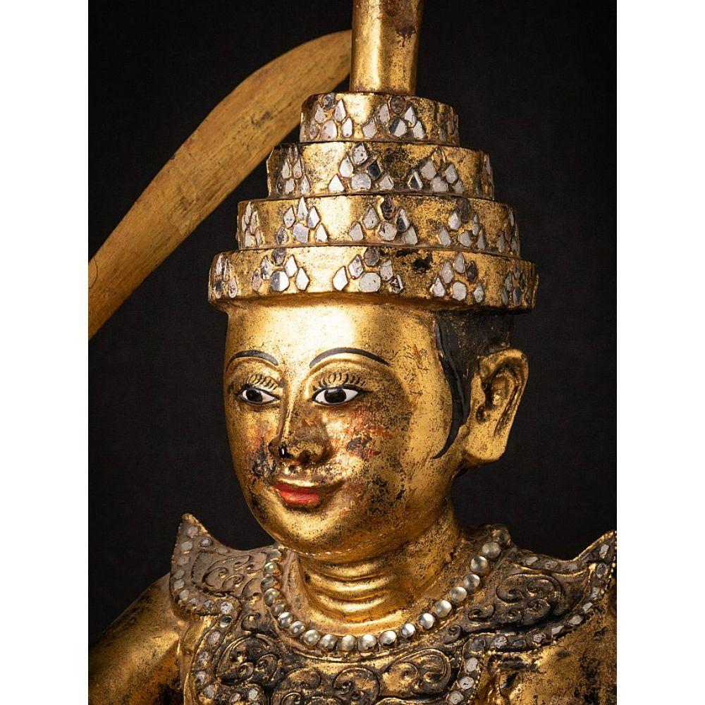 Antique Wooden Burmese Nat Statue from Burma For Sale 2