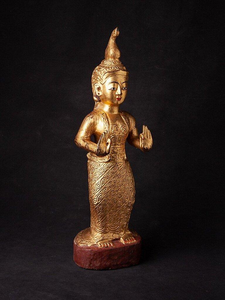 Antique Wooden Burmese Nat Statue from Burma For Sale 2