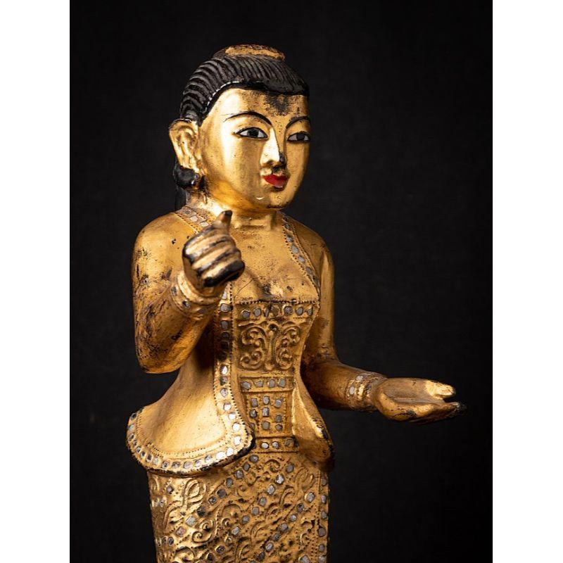 Antique Wooden Burmese Nat Statue from Burma For Sale 3