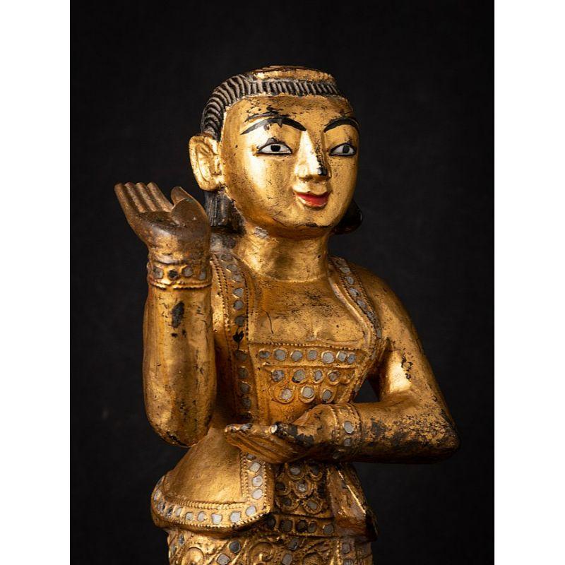 Antique Wooden Burmese Nat Statue from Burma For Sale 3