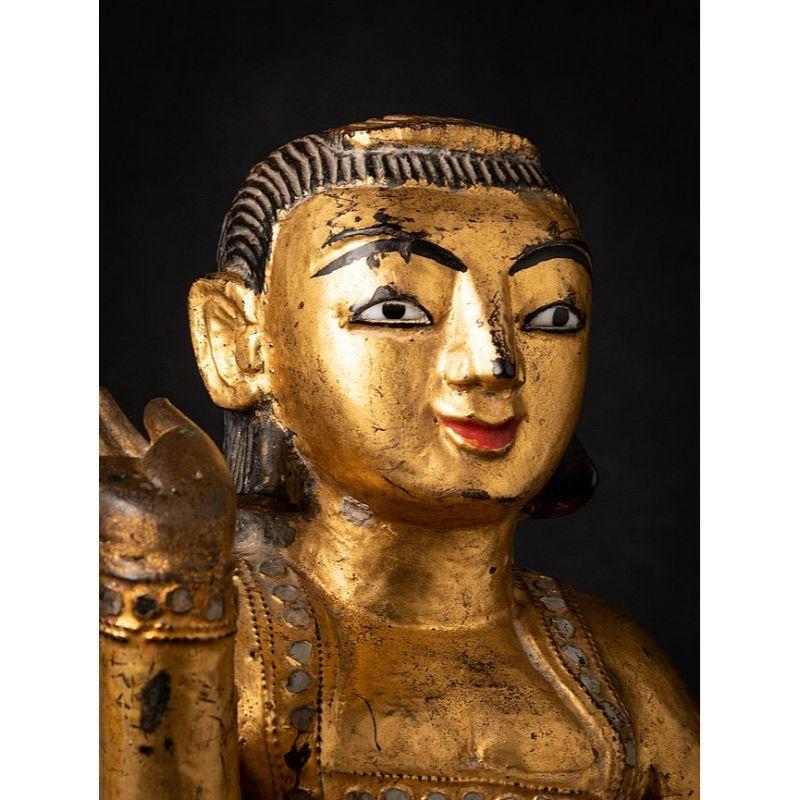 Antique Wooden Burmese Nat Statue from Burma For Sale 4