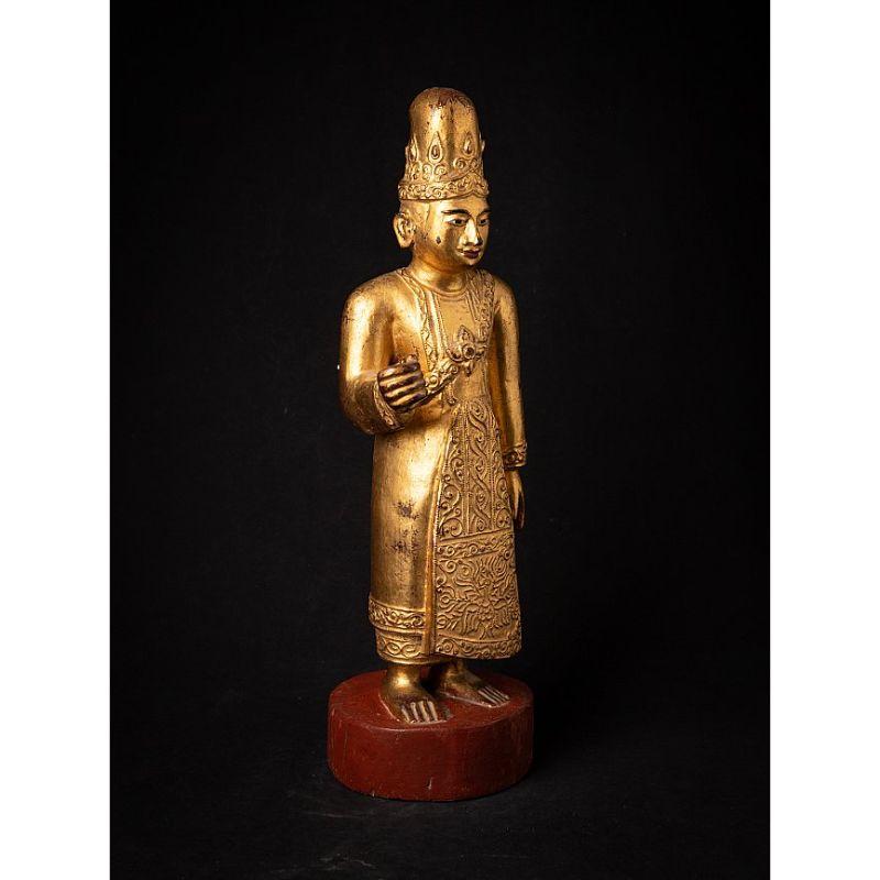 Antique Wooden Burmese Nat Statue from Burma For Sale 4