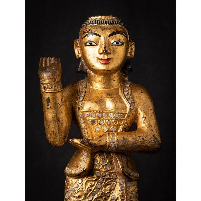 Antique Wooden Burmese Nat Statue from Burma For Sale 5