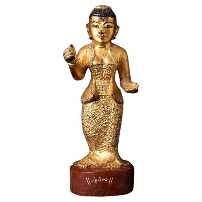 Antique Wooden Burmese Nat Statue from Burma For Sale