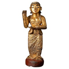 Antike burmesische Nat-Statue aus Holz aus Burma