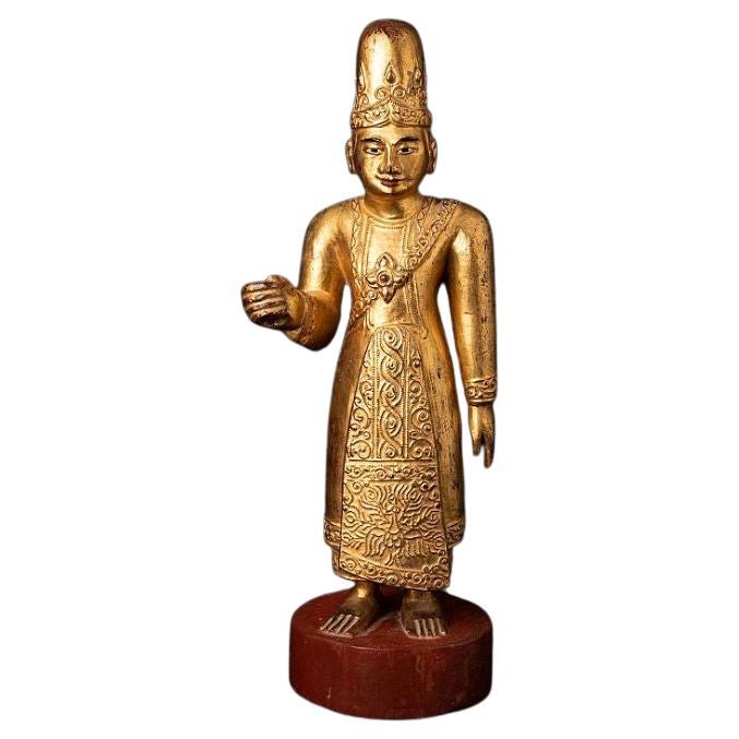 Antike burmesische Nat-Statue aus Holz aus Burma im Angebot