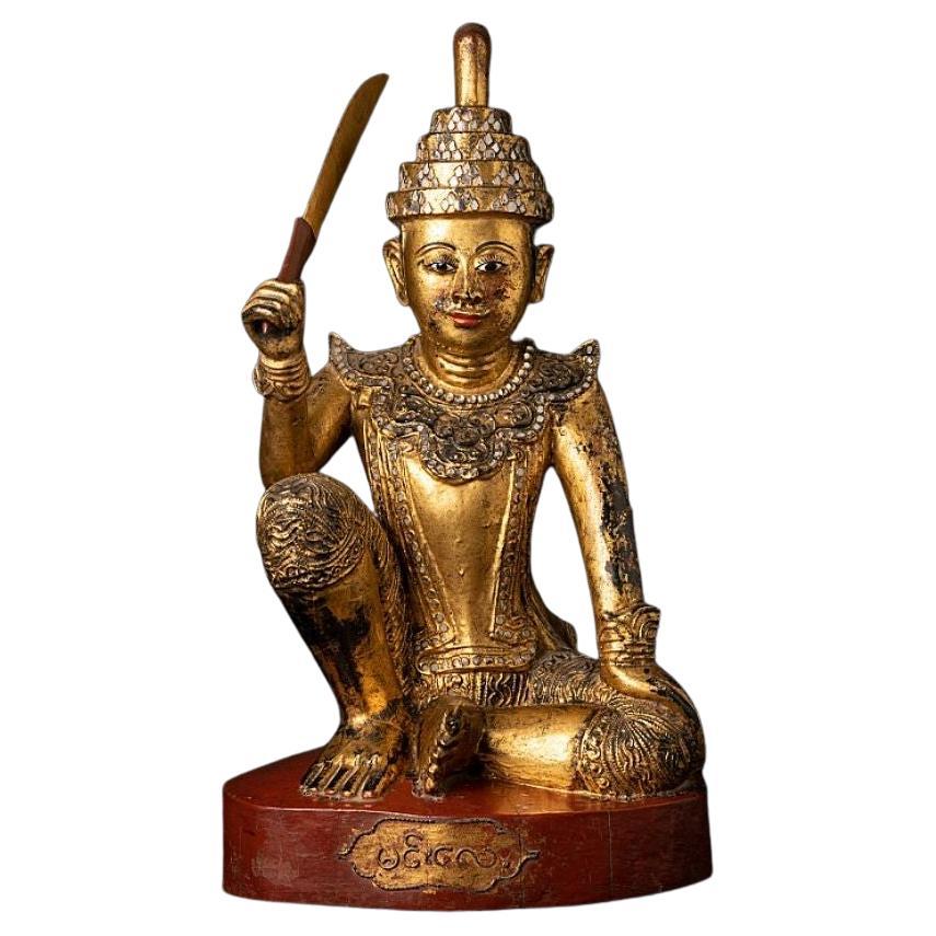 Antike burmesische Nat-Statue aus Holz aus Burma