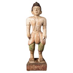 Antique Wooden Burmese Nat Statue from Burma