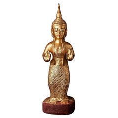 Antike burmesische Nat-Statue aus Holz aus Burma