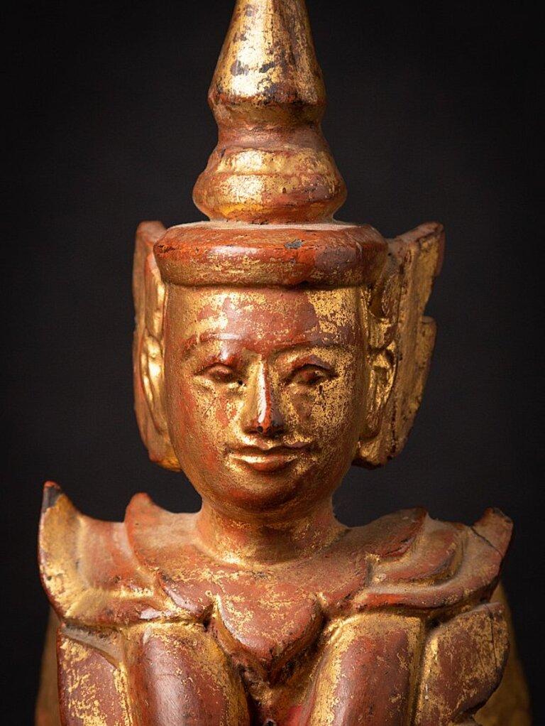 Antique wooden Burmese Nat statue from Burma  Original Buddhas For Sale 5