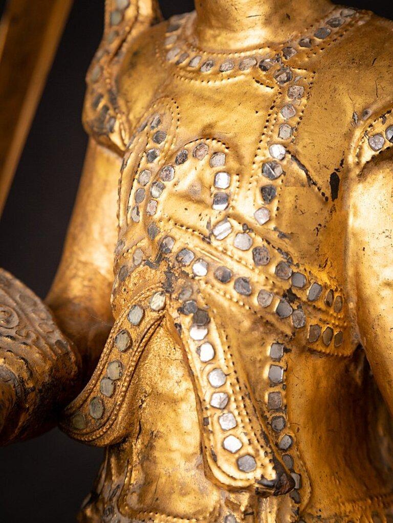Antique Wooden Burmese Nat Statue from Burma Original Buddhas For Sale 6