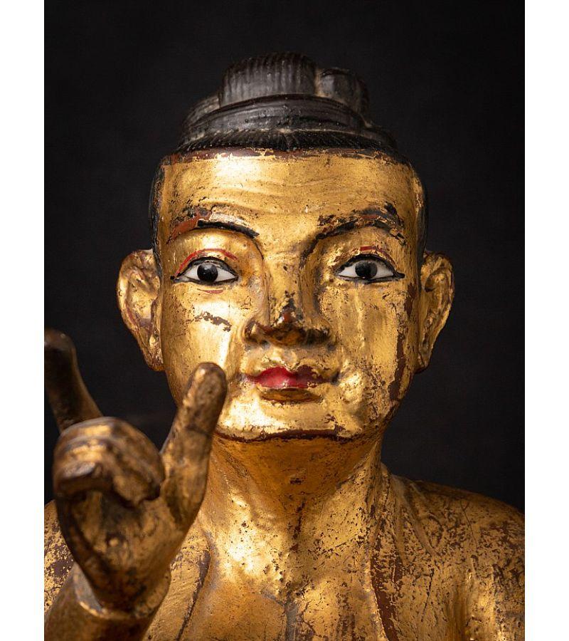 Antique Wooden Burmese Nat Statue from Burma Original Buddhas For Sale 6