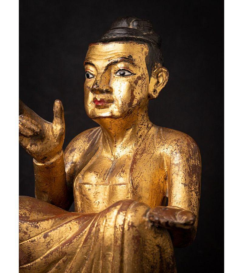 Antique Wooden Burmese Nat Statue from Burma Original Buddhas For Sale 7