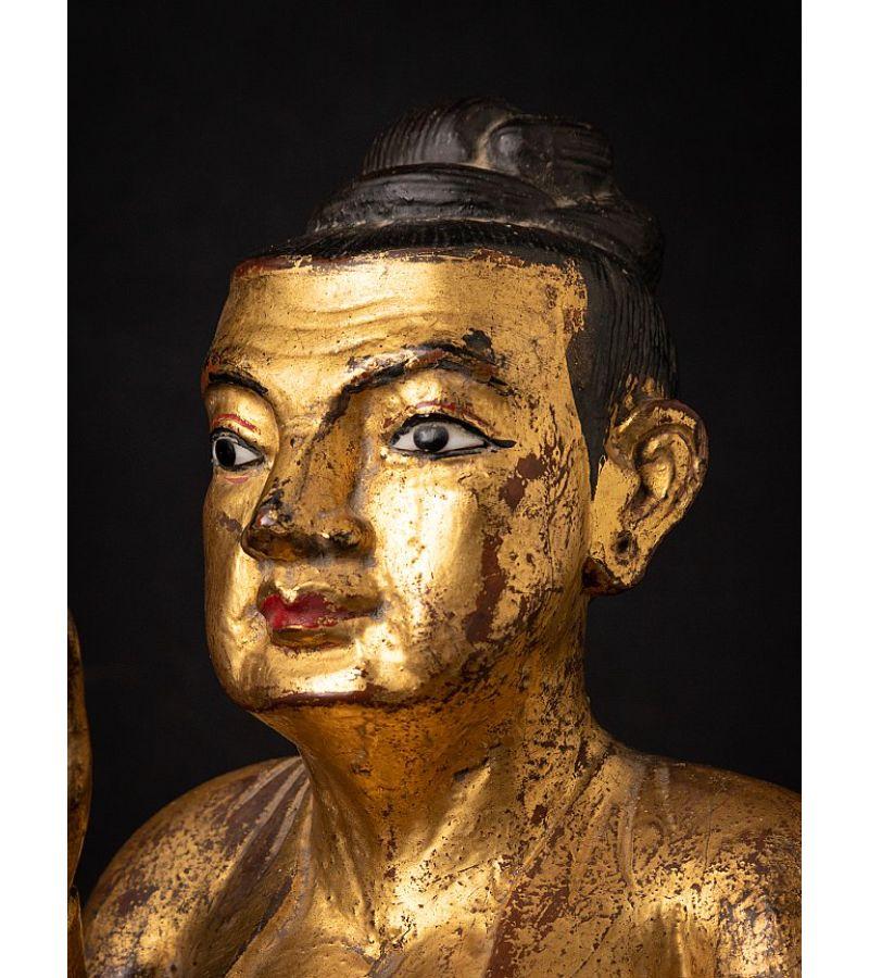 Antique Wooden Burmese Nat Statue from Burma Original Buddhas For Sale 8