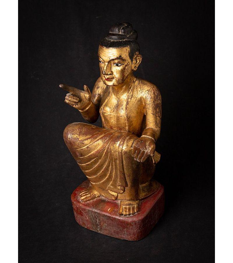 Antique Wooden Burmese Nat Statue from Burma Original Buddhas For Sale 9