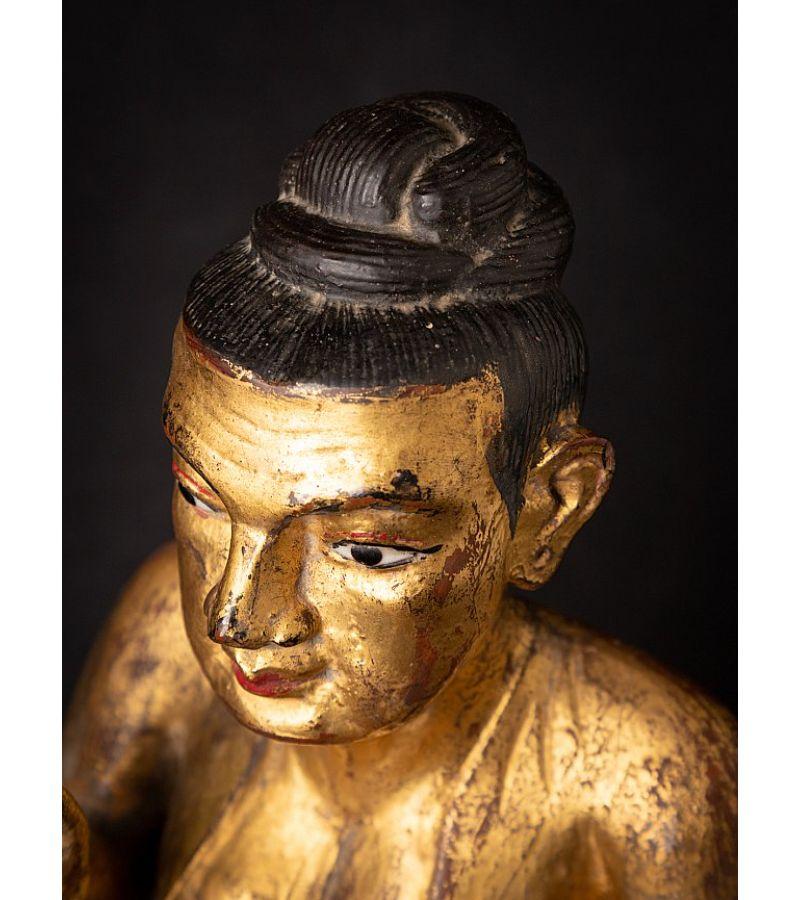 Antique Wooden Burmese Nat Statue from Burma Original Buddhas For Sale 10
