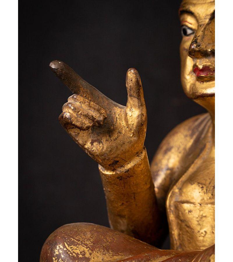 Antique Wooden Burmese Nat Statue from Burma Original Buddhas For Sale 12