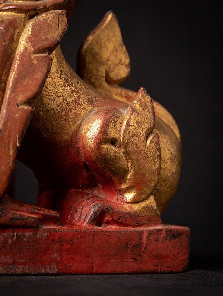 Antique wooden Burmese Nat statue from Burma  Original Buddhas For Sale 13