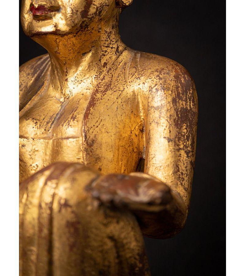 Antique Wooden Burmese Nat Statue from Burma Original Buddhas For Sale 14