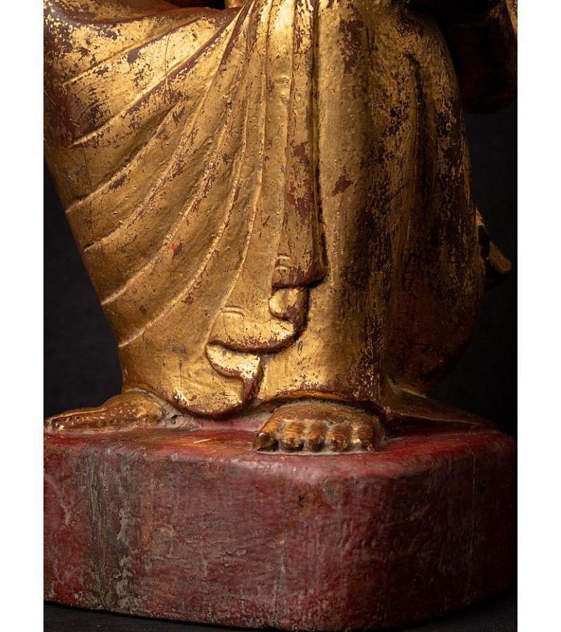 Antique Wooden Burmese Nat Statue from Burma Original Buddhas For Sale 15
