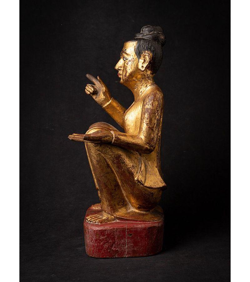 Antique Wooden Burmese Nat Statue from Burma Original Buddhas In Good Condition For Sale In DEVENTER, NL