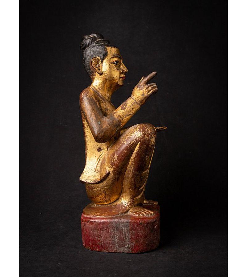 Antique Wooden Burmese Nat Statue from Burma Original Buddhas For Sale 1