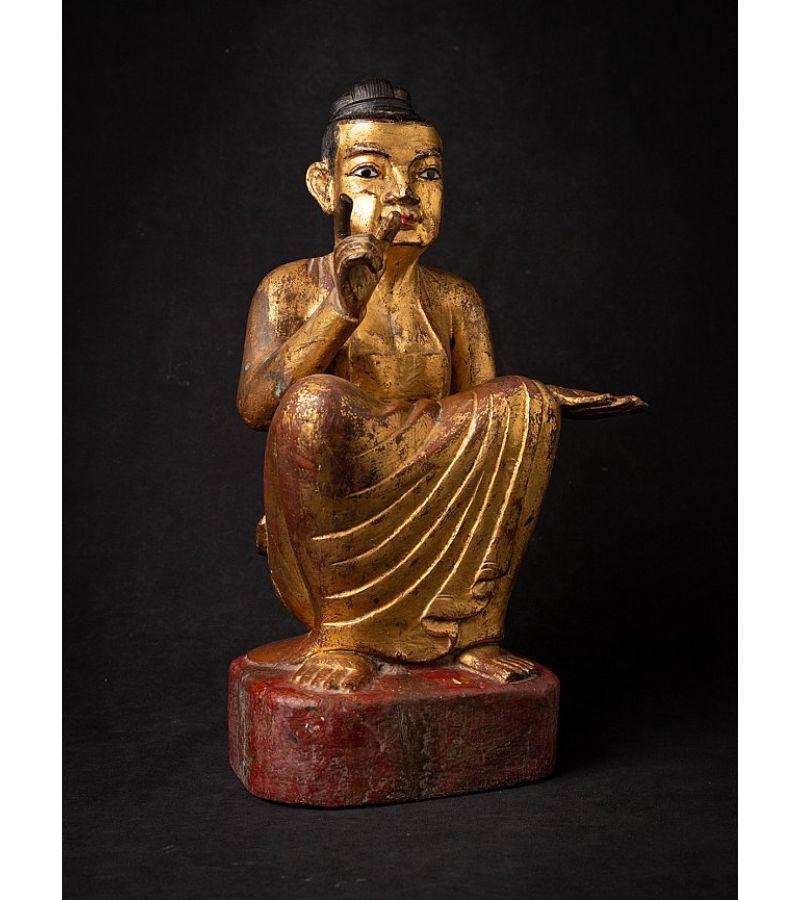 Antique Wooden Burmese Nat Statue from Burma Original Buddhas For Sale 2