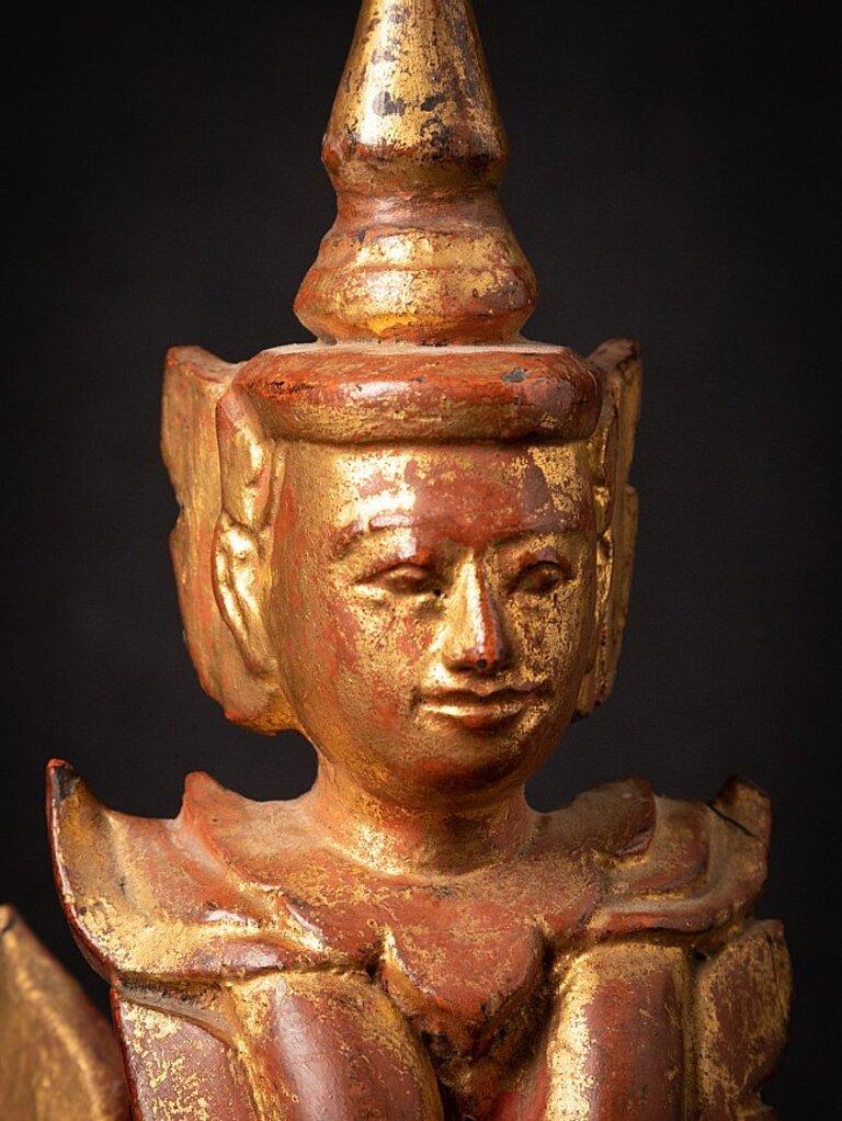 Antique wooden Burmese Nat statue from Burma  Original Buddhas For Sale 3