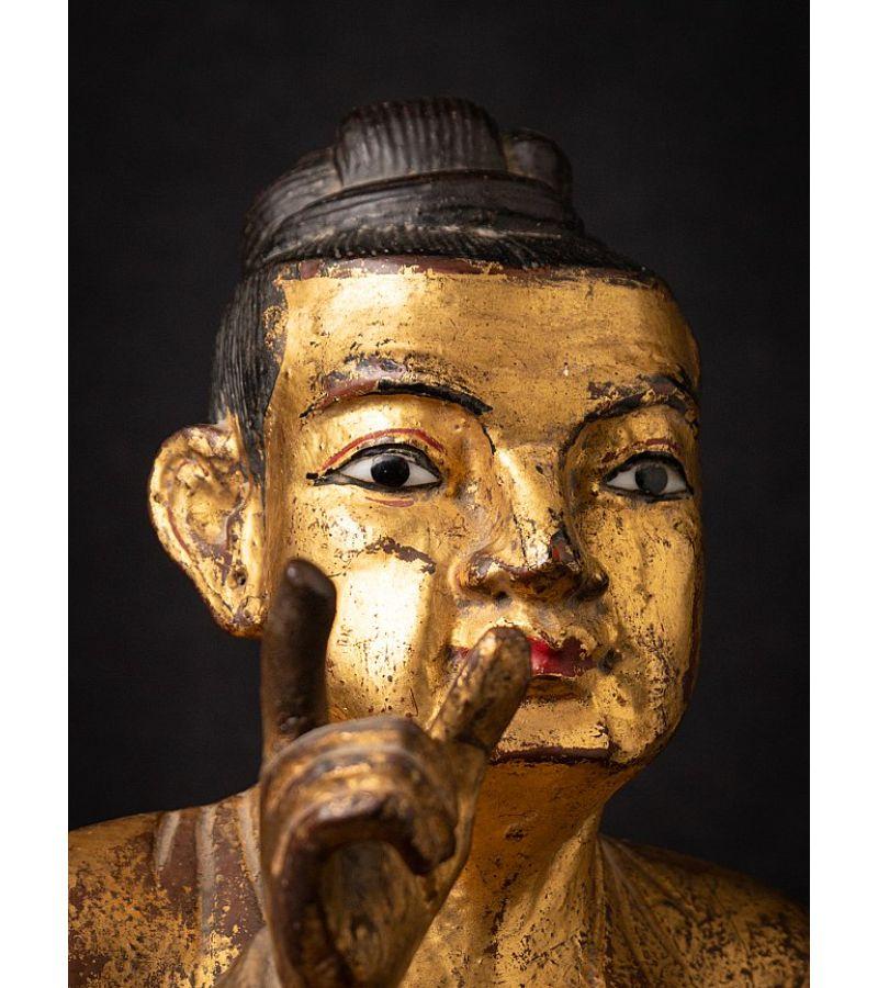 Antique Wooden Burmese Nat Statue from Burma Original Buddhas For Sale 4
