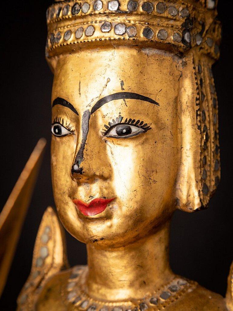 Antique Wooden Burmese Nat Statue from Burma Original Buddhas For Sale 5